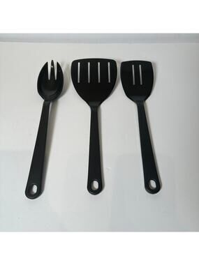 Vintage Tailor Made 3 Kitchen Utensils Black Nylon Plastic 2 Spatulas +Spoon USA